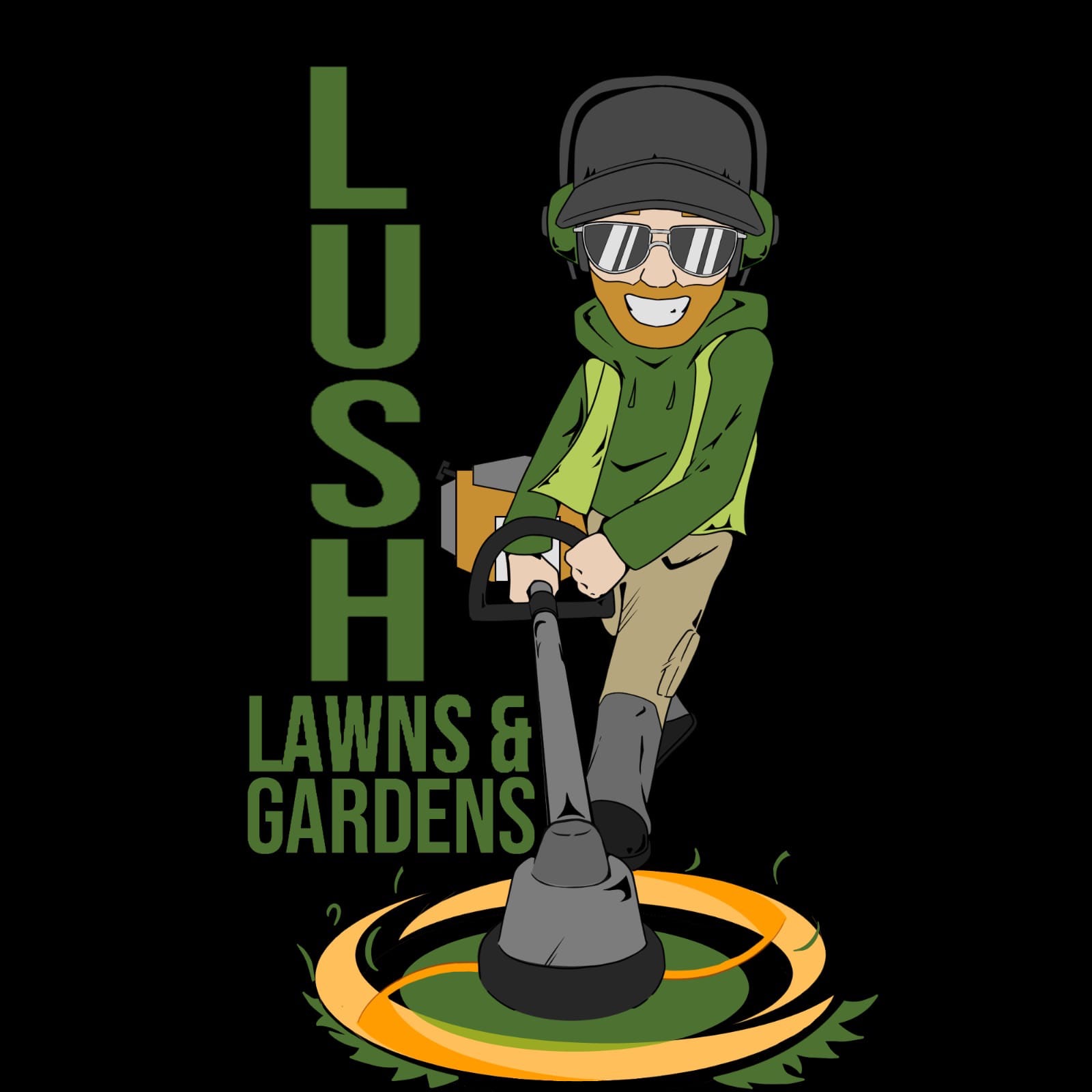 Lush Lawns and Gardens mascot logo